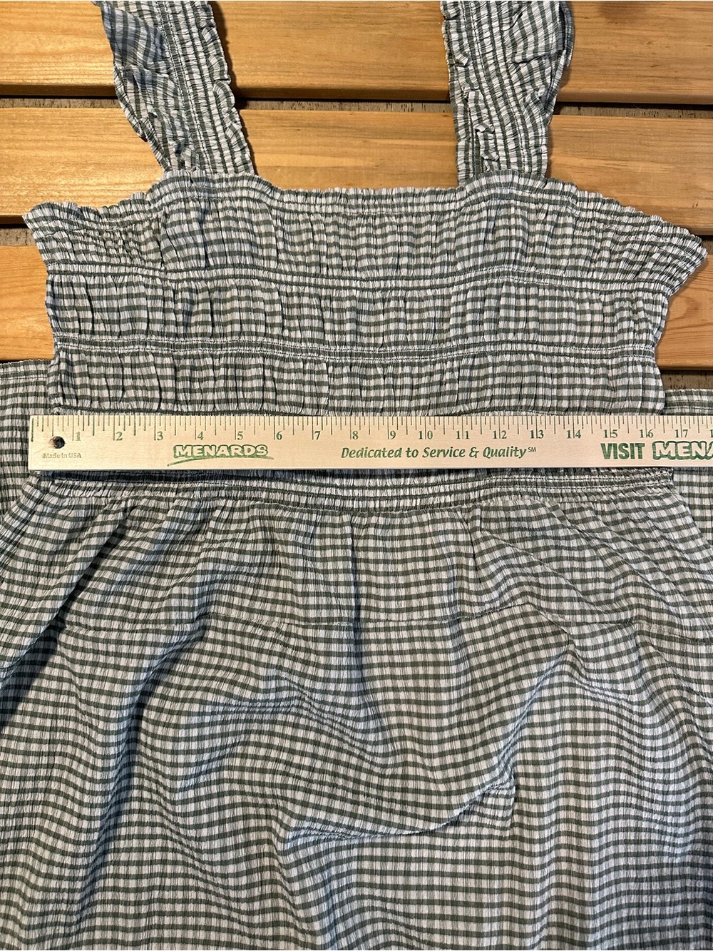 Old Navy Smocked Gingham Midi Dress green & white size XL - Picture 6 of 6